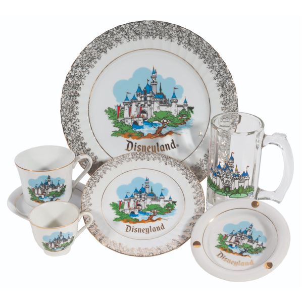 A Collection of Sleeping Beauty Castle Ceramic and Glass Souvenirs.