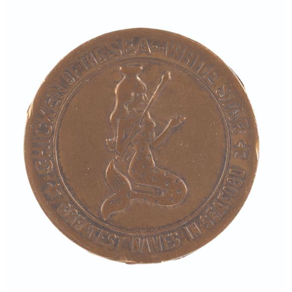 A Chicken of the Sea Pirate Ship and Restaurant Lucky Coin.