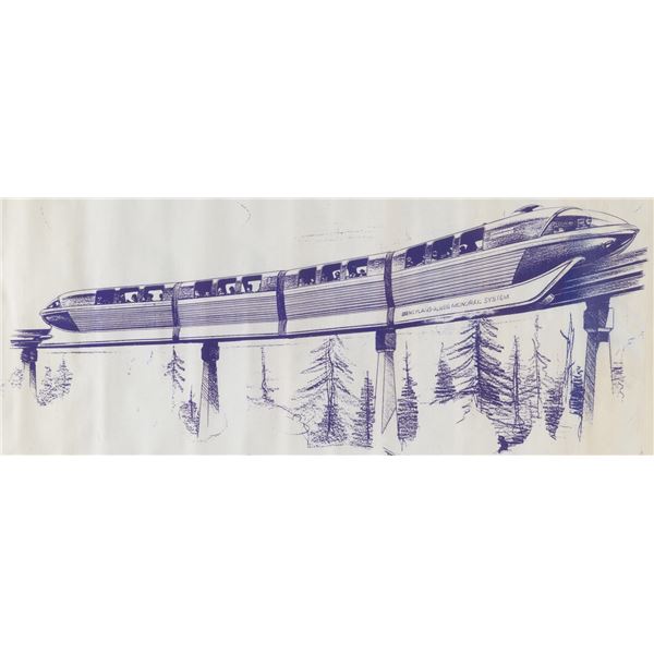A Bob Gurr Signed Disneyland Mark II Monorail Blueprint.