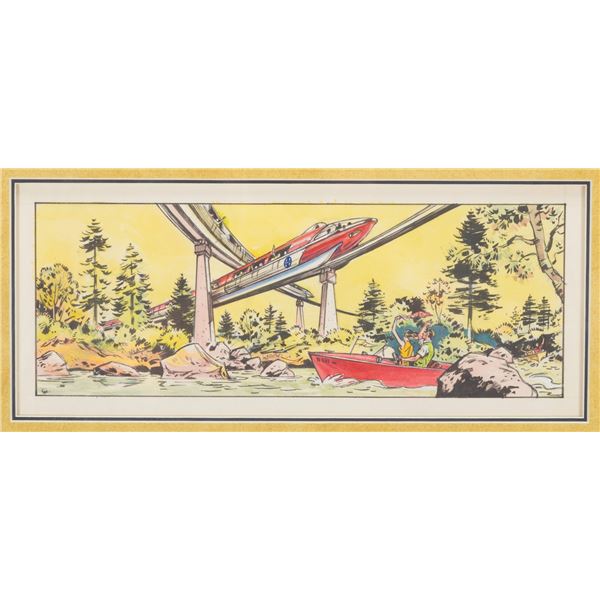 An Original Disneyland Monorail Illustration by Sam McKim.
