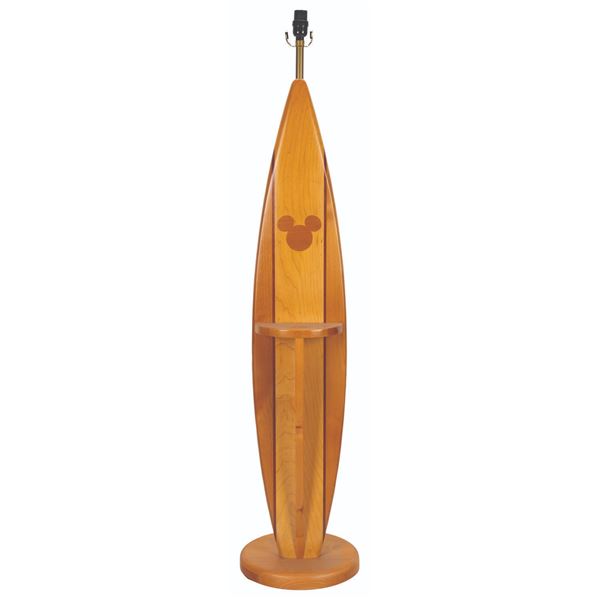 A Paradise Pier Hotel Surfboard Floor Lamp.