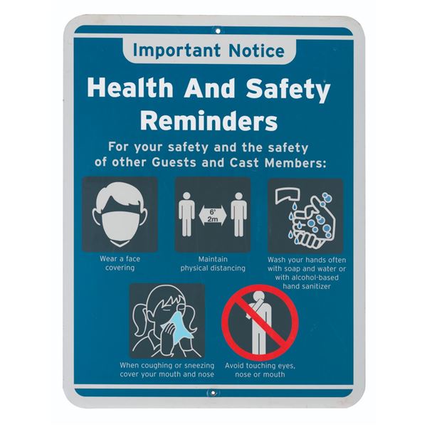 A Disneyland Resort COVID Safety Sign.