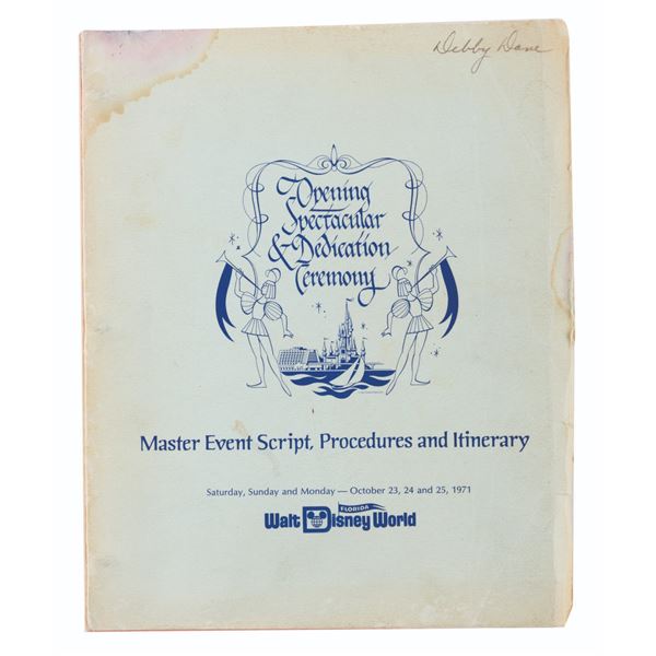 A Walt Disney World Grand Opening Ceremony Master Event Script.