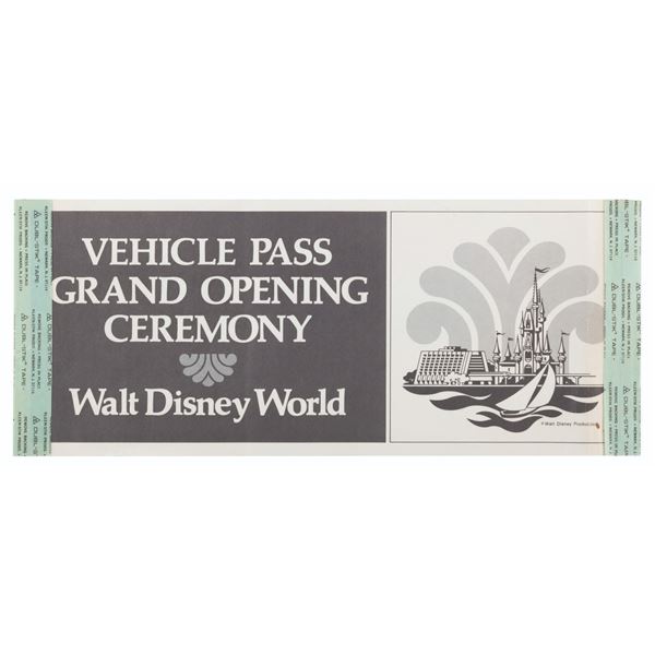 A Walt Disney World Grand Opening Vehicle Pass.