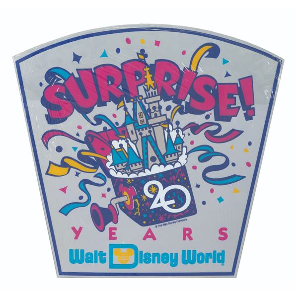 A Walt Disney World 20th Anniversary Sign.
