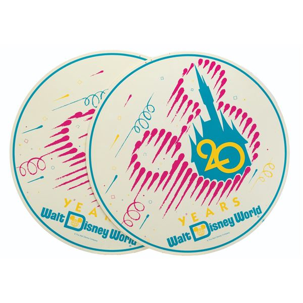 A Pair of Walt Disney World 20th Anniversary Signs.