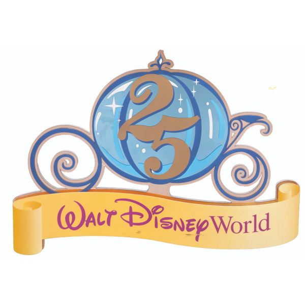 A Large Walt Disney World 25th Anniversary Sign.