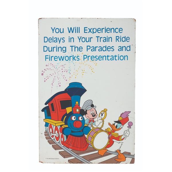 A Walt Disney World Railroad Fireworks Sign.
