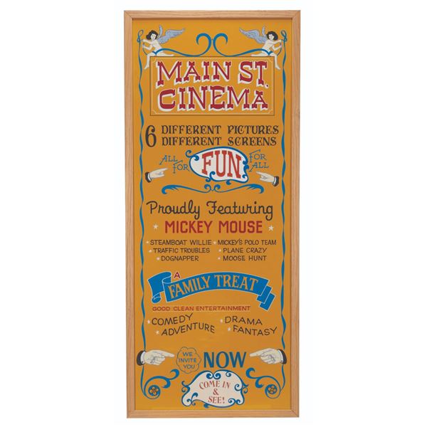 An Original Walt Disney World Main Street Cinema Sign.