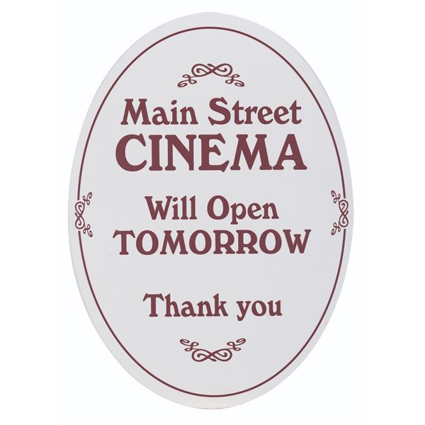 A Main Street Cinema Closure Sign.
