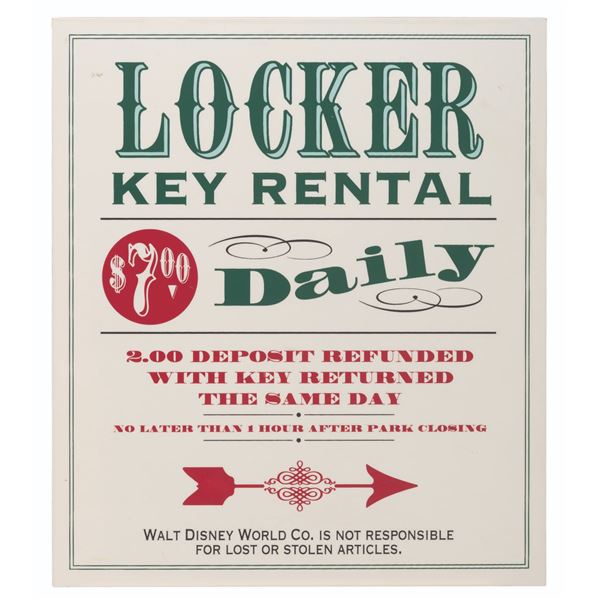 A Magic Kingdom Locker Rental Sign.