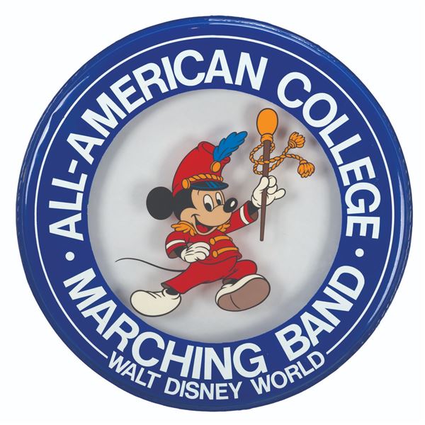 A Walt Disney World All-American College Marching Band Drumhead.