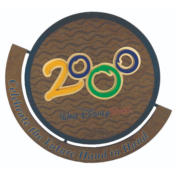 An Epcot Millennium Celebration Lamppost Sign.