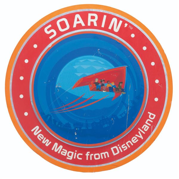 A Walt Disney World Soarin' Lamppost Sign.