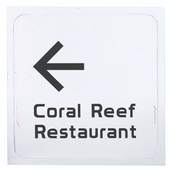 An EPCOT Coral Reef Restaurant Directional Sign.