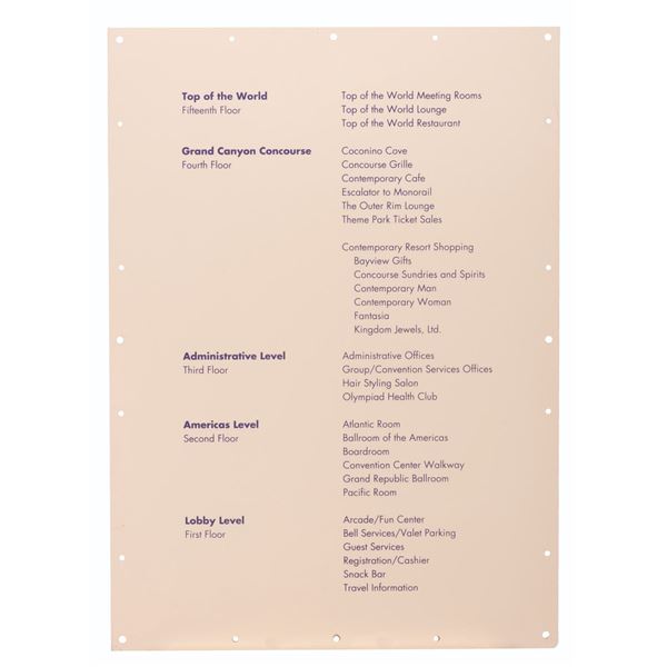 A Contemporary Resort Information Sign.