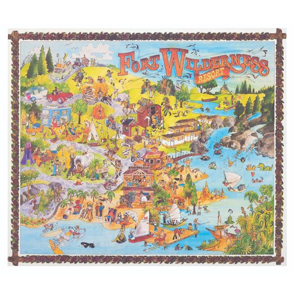 A Fort Wilderness Caricature Map Poster.
