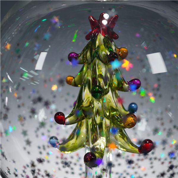 2pc Waterford Silver Star Stand with Hand Blown Globe Ornament