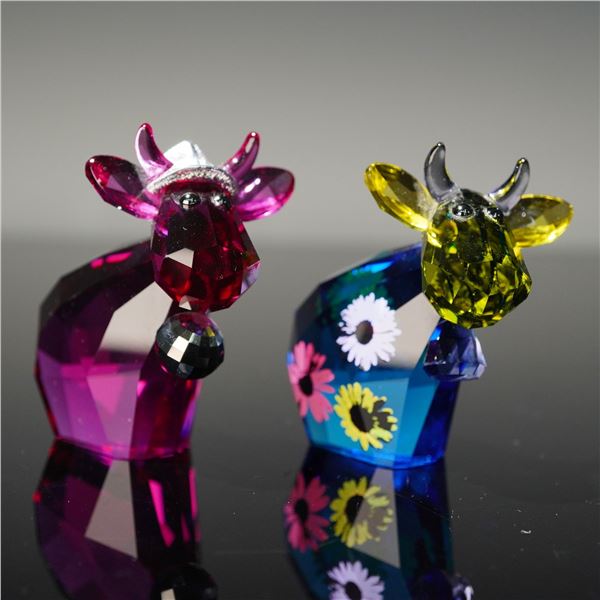 2pc Swarovski Crystal Figurines, Flower Power Mo Disco Mo