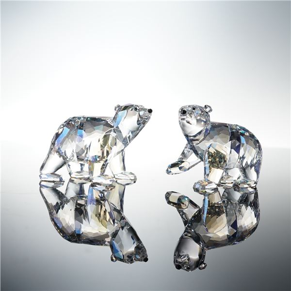 Swarovski Crystal Figurines, Crystal Moonlight Polar Bear Cubs