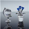 Image 1 : 2pc Swarovski Crystal Memories Figurines, Globe and Forget Me Nots