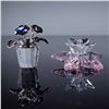 Image 1 : 2pc Swarovski Crystal Flower Figurines, Rosaline Moonlight and Primula Blue