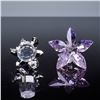 Image 3 : 2pc Swarovski Crystal Flower Figurines, Rosaline Moonlight and Primula Blue