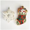 Image 1 : 2pc Waterford Holiday Heirlooms Tree Ornaments, Snowflake & Stocking