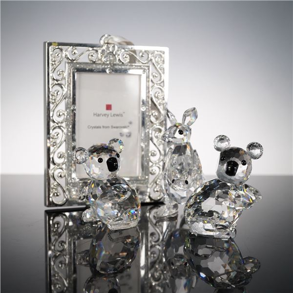 4pc Swarovski Crystal Animal Figurines and Harvey Lewis Frame Ornament