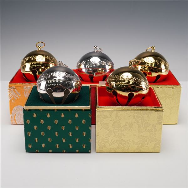 5pc Wallace Silversmiths Annual Sleigh Christmas Bell Ornaments