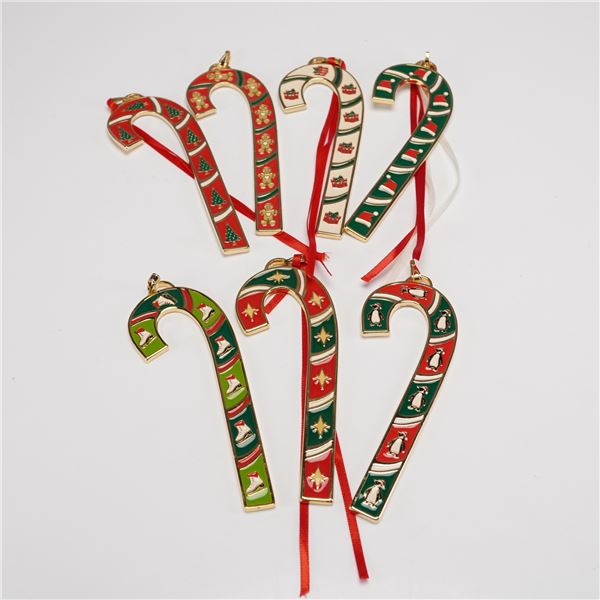7pc Wallace Silversmiths Annual Candy Cane Ornaments