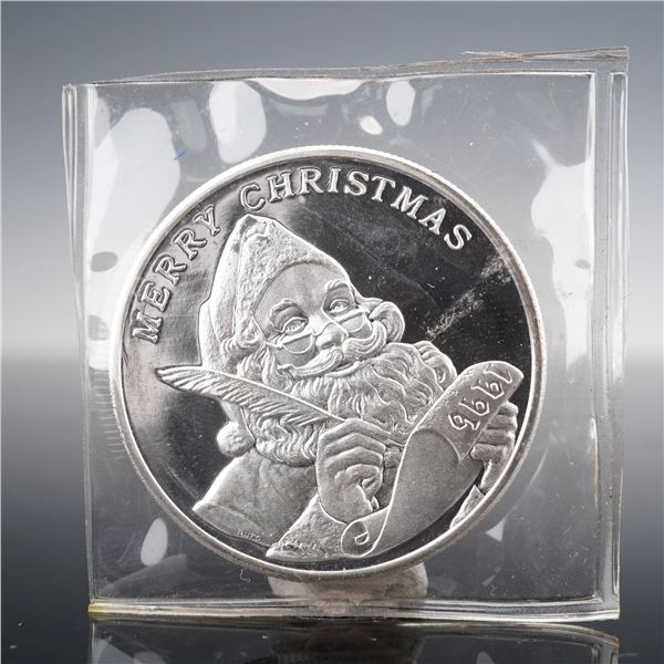 1996 Merry Christmas Santa Silver Round, One Troy Ounce