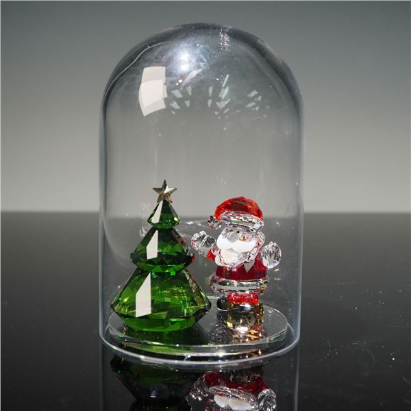 Swarovski Crystal Figurine, Bell Jar Christmas Tree and Santa
