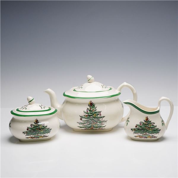 3pc Spode Tea Service Set, Christmas Tree