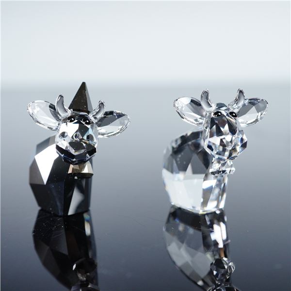 2pc Swarovski Crystal Lovlots Cow Figurines