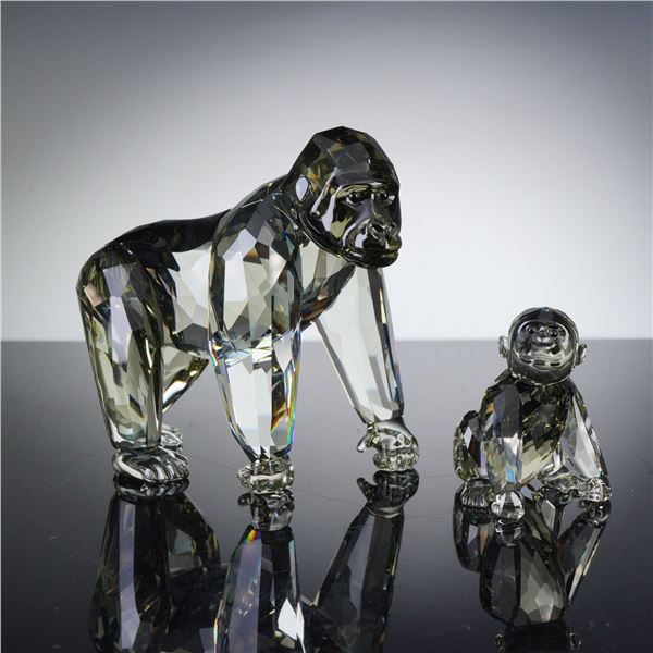 Swarovski Crystal Figurines, Gorillas Endangered Wildlife Trilogy