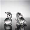 Image 1 : 2pc Swarovski Crystal Figurines, Baby Beaver Lying & Mini Rabbit Sitting