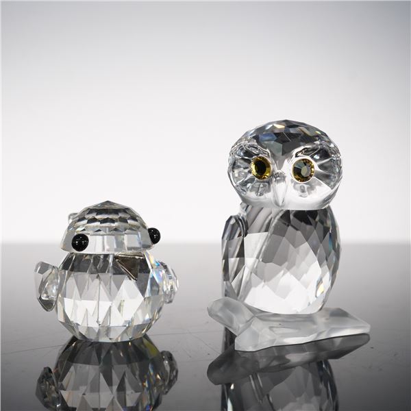 2pc Swarovski Crystal Owl and Sparrow Figurines