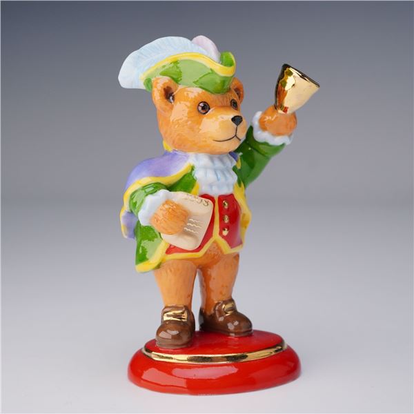 Halcyon Days Porcelain Figurine, Town Crier Bear