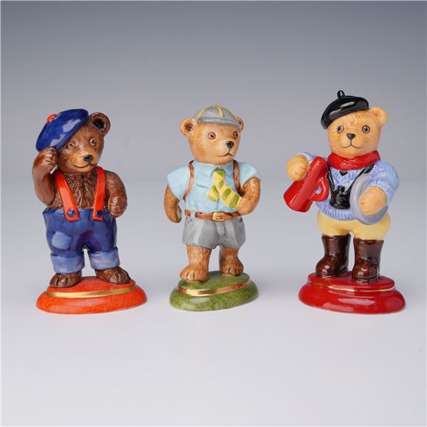 3pc Halcyon Days Teddy Bears Figurines, Scout, Director and Blue Beret