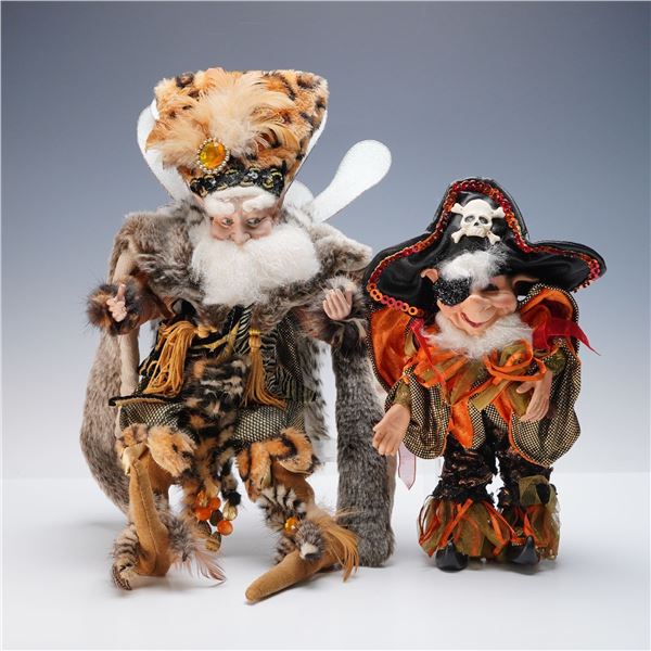2pc Mark Roberts Fairy Dolls, Woodland Wizard and Pirate Elf