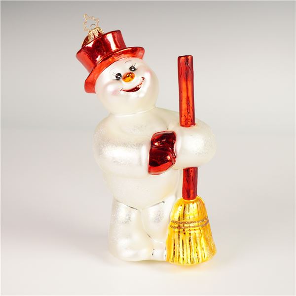 Christopher Radko Snowman with Broom Christmas Ornament