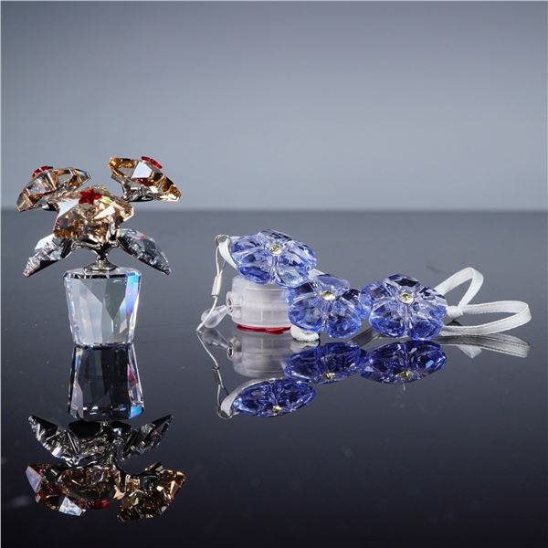 2pc Swarovski Crystal Flowers Star Blossom Figurine, Arctic Flower Ornament