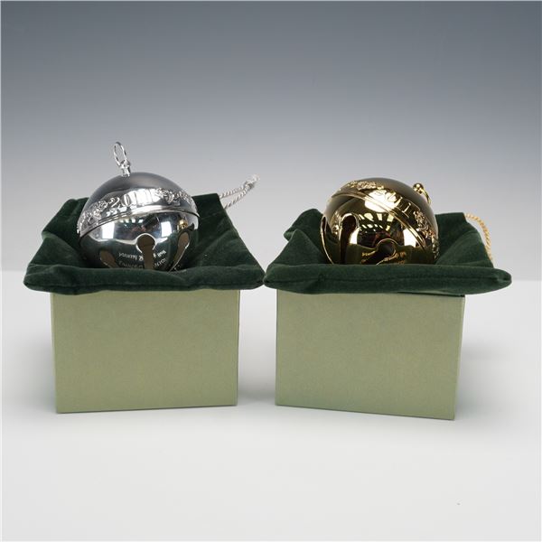 2pc Wallace Silversmiths Annual Sleigh Bell Ornaments