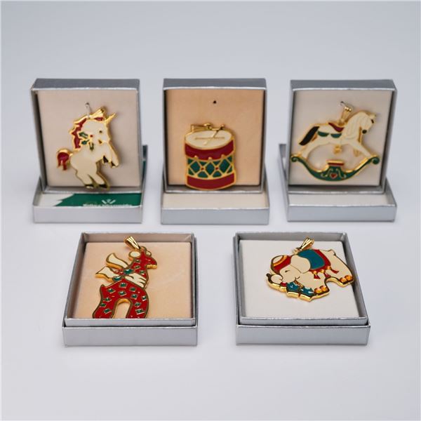 5pc Wallace Silversmiths Christmas Cookie Ornaments