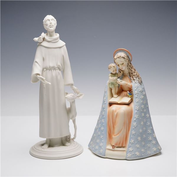 2pc Madonna and Child and St. Francis of Assisi Figurines