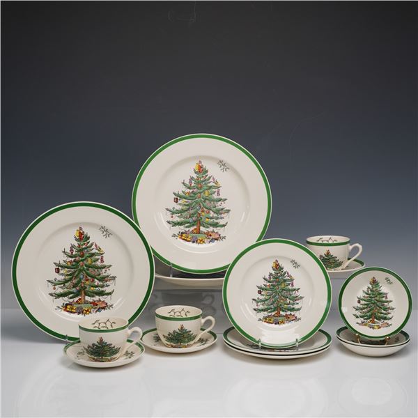 15pc Spode Christmas Tree Porcelain Service for Three
