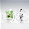 Image 3 : 2pc Yurana Design Figural Art Glass Wine Glasses, Golfer and Palm Tree