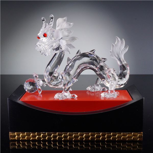 Swarovski Crystal Figurine, Dragon with Base