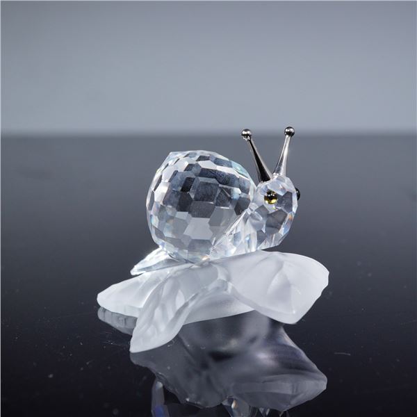 Swarovski Crystal Figurine, Snail on Leaf, Model 196501